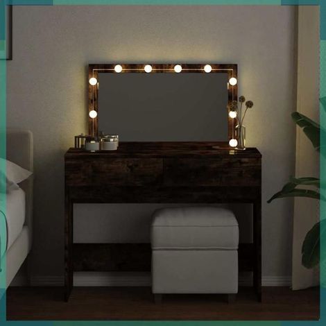 Coiffeuse - 848210 - chêne fumé - LED intégrée - 100x40x120 cm (1/5)