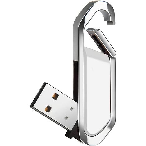 Clé USB 64 Go Mémoire Stick Portable avec Porte-Clés USB 2.0 Flash Drive pour Stockage de Données Externe, Blanc (1/5)