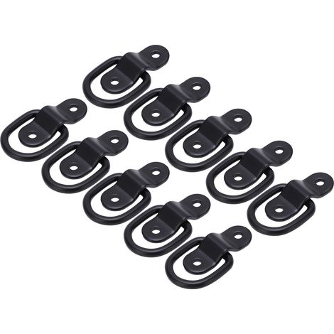 10 Sets vielseitiger, robuster, oberflächenmontierter Zurrösen mit D-Ringen für sicheren Transport, schwarz (1/5)
