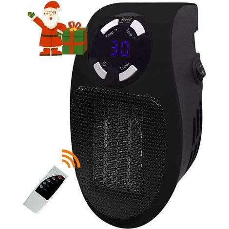 Mini chauffage soufflant céramique 500 W, noir, thermostat, minuterie, télécommande – DELKEVIC
