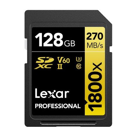 Scheda di Memoria SDXC Lexar Professional 128GB UHS-II V60 Oro (LSD1800128G-BNNNG) in Nero e Giallo (1/3)