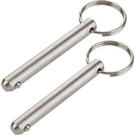 Set of 2 long quick-release pins, 9.5 mm diameter, 61 mm usable length, 76 mm total length, made of 316 stainless steel, Bimini top pin, marine hardware (1/4)