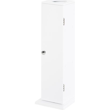 Meuble de salle de bain étroit avec porte-papier toilette et étagères, style moderne, 19,5 x 19,5 x 65 cm, blanc (1/5)