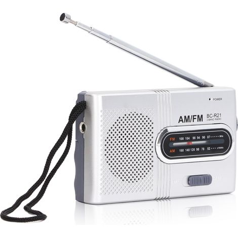 Mini radio AM/FM à fonctionnement manuel, réglage facile, fonction mémoire, récepteur radio numérique (BCR21 (2 piles AA)) (1/5)