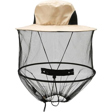 Chapeau Apiculteur Pliable Chapeau Moustiquaire Séchage Rapide Filet Anti Moustique Tête(Beige)