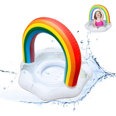 Bouée gonflable pour bébé, paillettes arc-en-ciel, brillante, fêtes à la piscine (1/5)