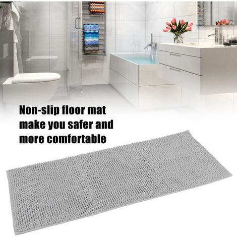 Tapis de sol doux antidérapant gris argenté, pour cuisine, chambre à coucher, salle de bain, 50x120cm (1/5)