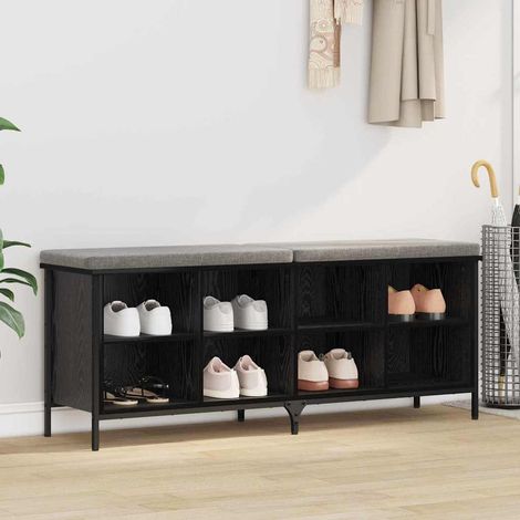 vidaXL Mobile per scarpe con lo scaffale Rovere Nero 131 x 35 x 50 cm