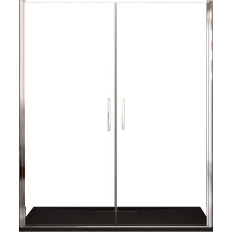 Porta Parete Doccia 140 cm 2 Ante Battenti in Cristallo Trasparente 6mm H195 Bonussi Alexia