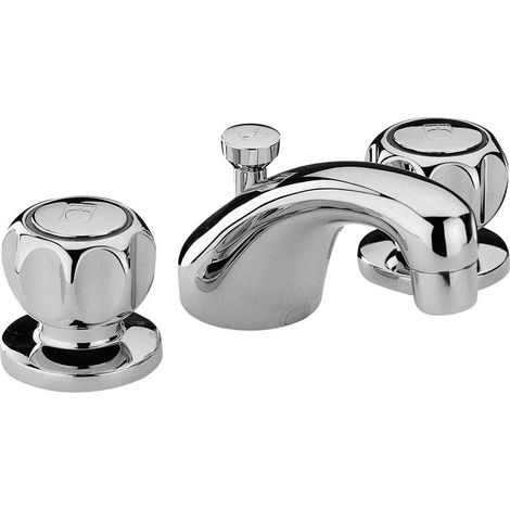 Monomando lavabo 3 orificios con desagüe 1"1/4 Paini Arno 37CR211 Cromo - Desagüe automático 1"1/4 (1/3)