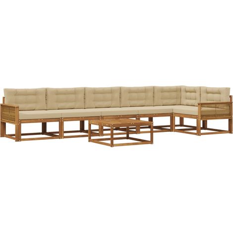 Outdoor Sofa Set with Cushion 7 pcs Natural and Beige vidaXL (1/5)