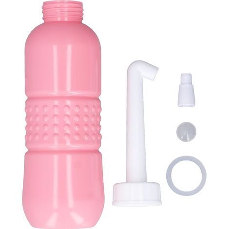 Bidon de toilette portable 650ML pour hygiène intime, spray nettoyant mains libre rose (1/5)