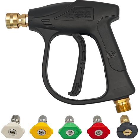 Pistolet Pulvérisateur pour Nettoyeur Haute pression et Raccord Rapide avec 5 Buses - Connecteur M22-14mm - Pour Nettoyeur Haute Pression et Lavage Auto (1/5)