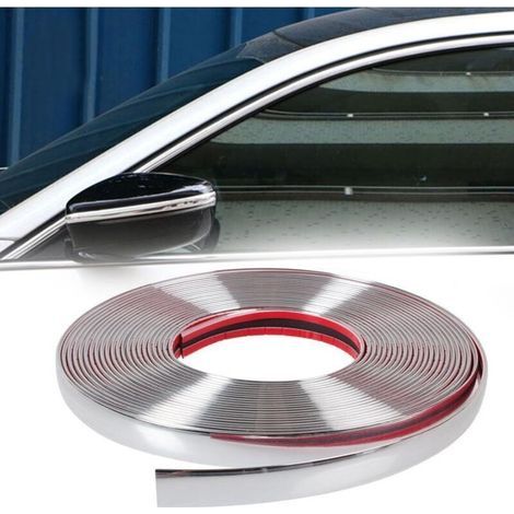 Chrom-Zierleiste für Autos, 8 mm, 5 m, selbstklebend, für Karosserie, Fenster, Außendekoration, dekorativer Aufkleber für Stoßstangen und Türen, Schutzleiste für Autos (1/5)