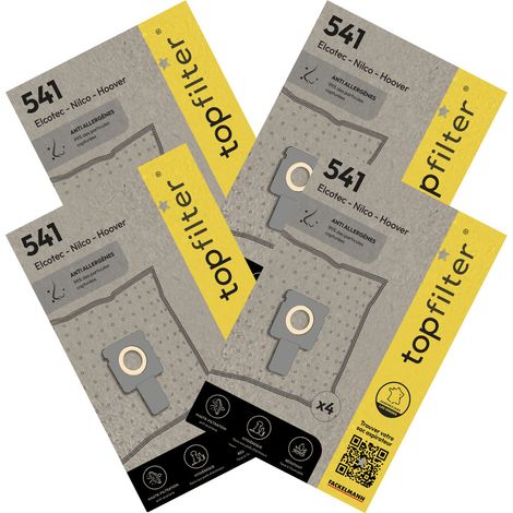 Lot de 4 packs de 4 sacs aspirateur 64541 pour Hoover et Elcotec TopFilter Premium (1/5)