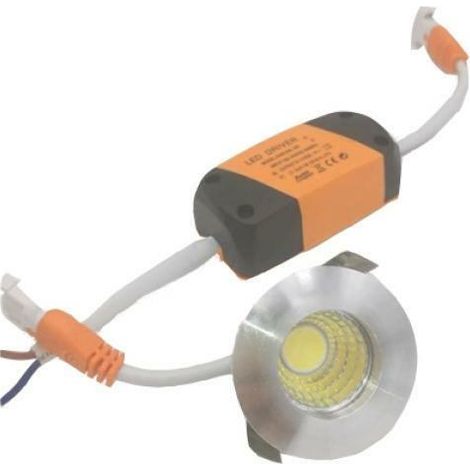 Mini spot led argent encastrÉ 3w 37mm cob incluant un transformateur led driver 3000k