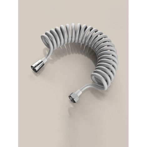 Tuyau bidet 2 m Flexible de Douche télescopique ABS Ressort de Remplacement Tuyau de Douche pour Salle de Bains Pommeau de Douche à Main gris (1/5)