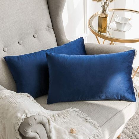 Set of 2 Velvet Cushion Covers Decorative Sofa Pillow Case Super Smooth Soft Decoration Home Living Room Bedroom for Couch 2 Pieces 30X50CM Dark Blue