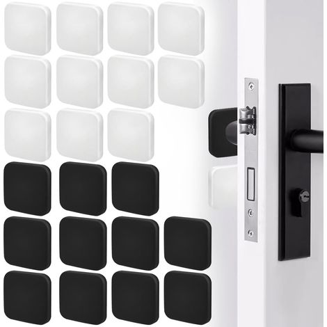 CSPARKV 22 Pack Wall Door Handle Stopper, 40 x 10mm Black and White Door Stop Silicone Door Stops Self Adhesive Door Stops Square Protective Cushion Wall Protectors