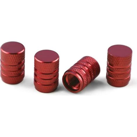 4 Bouchons Tige de Valve en Aluminium, Couvercle Bouchon Valve Pneu en Aluminium Caoutchouc pour Voitures, Bouchons Valve en Aluminium pour Pneus Voiture, Capuchon Roues Pneus Valves (Rouge) (1/5)