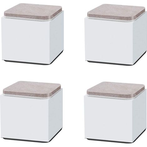 4 pièces Rehausseur Pieds de Lit Carré pour Meuble Épaissir Les Pieds d'armoire Pieds de Table de Meubles en Acier Carbone Blancs,60x52mm (1/5)