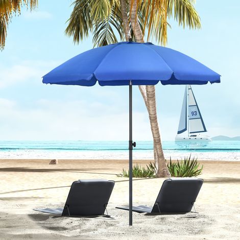 Parasol plage ouvertures ventilation inclinaison réglable UV50+ Ø1,80m, bleu