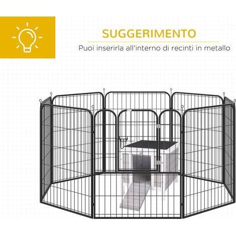 Cage lapin bois gris 42x51x43cm toit bitumé rampe antidérapante abri rongeurs extérieur (1/5)