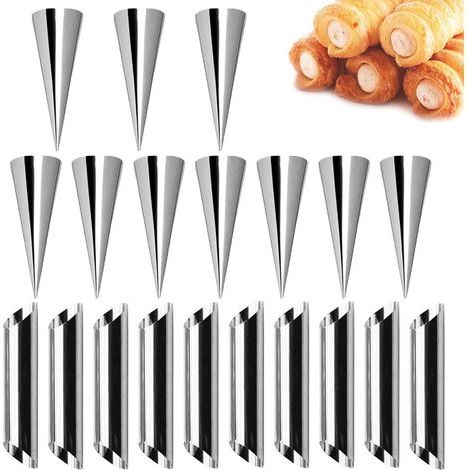 Cannoli Backform 20PCS Backen Formen Cannoli Rohre Molds Edelstahl Schraube Croissant Horn Tubes Creme Rolle Kuchen Gebäck Spirale Horn Backform (1/5)