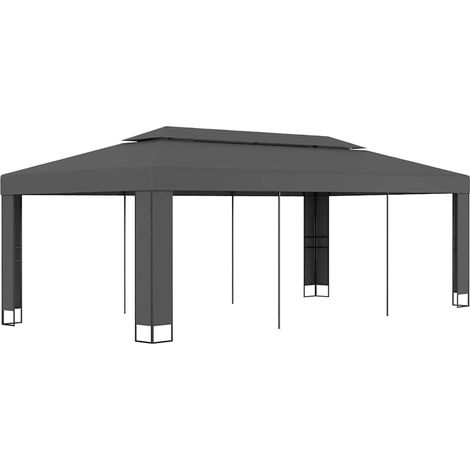 Cenador con doble techo gris antracita 3x6 m vidaXL