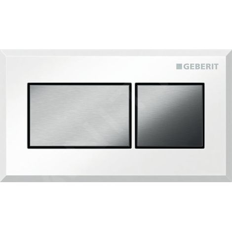 Commande Geberit carrée PN double touche encastrer blanc chromé brossé - GEBERIT 116.051.KT.1 (1/3)