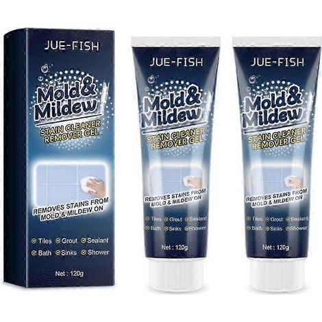 Gel anti-moisissures puissant, tube de 120 g, convient aux éviers en silicone et aux joints de carrelage, sûr et écologique, pour le nettoyage des barbecues extérieurs (2 unités). (1/5)