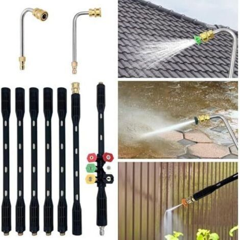 10-teiliges Hochdruckreiniger-Verlängerungsset mit Kärcher-Adapter, kompatibel mit Kärcher K-Serie K2, K3, K4, K5, K6, K7, 4000 PSI, Dachrinnenreinigungs-Verlängerungslanze, 1/4" (1/5)