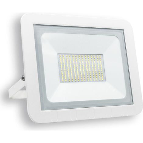 Projecteur LED plat Matel blanc ip65 100w froid (1/2)