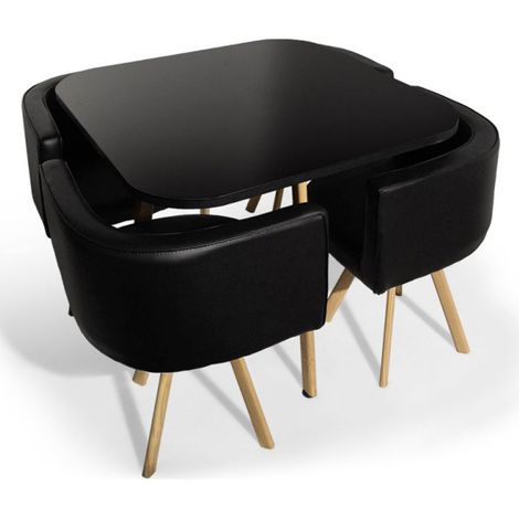 Ensemble Table de Repas & 4 Chaises Design "Norway" Noir
