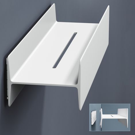 doporro Duschablage 40 cm, Stabiles Duschregal aus Aluminium-Magnesium-Legierung, Badezimmer Wandregal mit Schraubmontage, Optional Ohne Bohren (Kleber Nicht Enthalten), für Dusche & Bad, Matt Weiß (1/5)