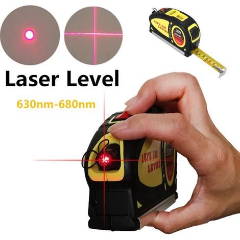 TEMPSA Niveau Laser Aligneur Horizontal Vertical Croix Point+Mètre ruban5.5m télescopable+2 Bulles de niveau Multifonctions Caméra (1/4)
