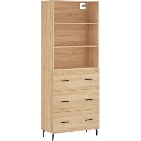 Buffet bahut commode armoire meuble de rangement organisateur cuisine salle de séjour salon haut sonoma 69,5 x 34 x 180 cm bois d'ingénierie marron