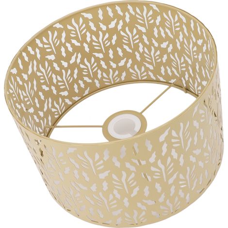 Abat-jour en métal ajouré sculpté, style moderne, compatible avec douilles E27 et E14, motif feuille d'herbe jaune. (1/5)