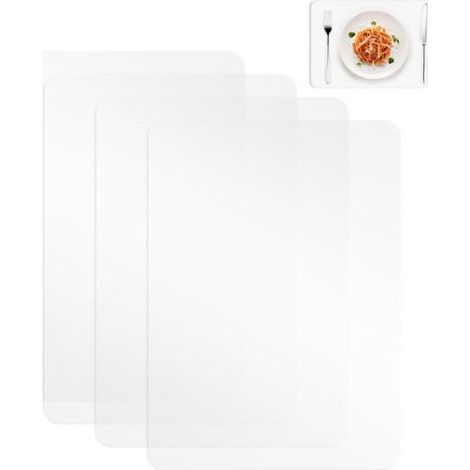 Transparente Platzsets – 4er-Set – Durchsichtige Kunststoff-Platzsets – 43 x 28 cm – Hitzebeständig und abwaschbar – Geeignet für Küche, Esstisch und als Tischschutz (1/5)