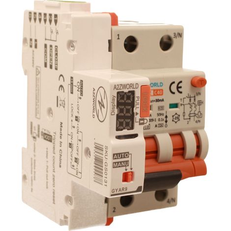 RCBO Interruttore Magnetotermico Differenziale Con Riarmo Automatico, Tipo A - SI Curva C 2P Veri 3M 6000A 30mA, AC 230V IP20 PL8M2, 3 Tentativi (10s/60s/300s), Corrente Disponibili 6A 10A 16A 20A 25A