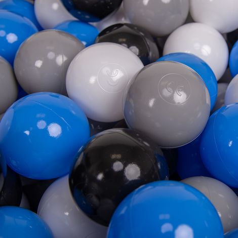 KiddyMoon 50 ∅ 7Cm Balles Colorées Plastique Pour Piscine Enfant Bébé Fabriqué En EU, Gris/Blanc/Bleu/Noir (1/5)