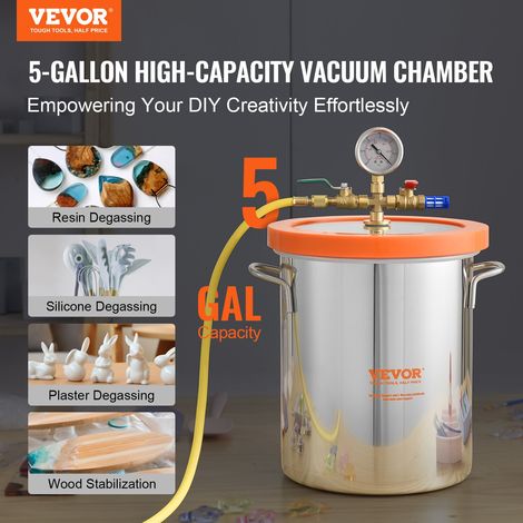 Chambre à Vide 19 L Récipient pour Pompe à Vide Couvercle en Verre Trempé Chambre de Dégazage en Acier Inoxydable 304 Conteneur à V… (1/5)
