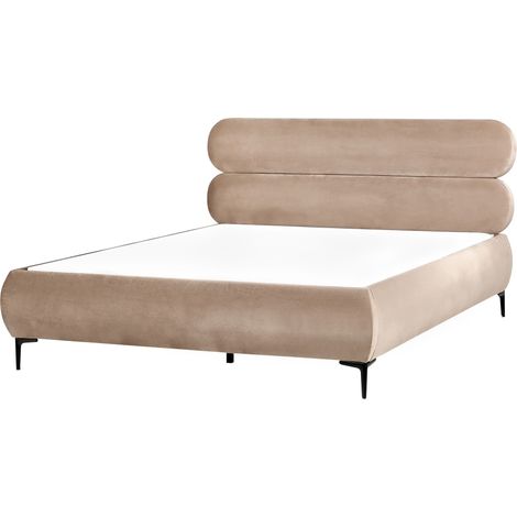 Bett mit Lattenrost Samtstoff LESSAY 160 x 200 cm Taupe