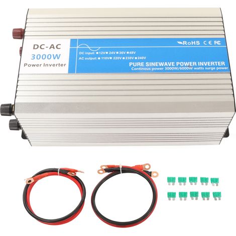 Onduleur 3000W Pur Sinus Convertisseur DC AC 24V vers 220V avec Prises USB Ventilateur Intégré Alimentation Énergie Solaire (1/5)