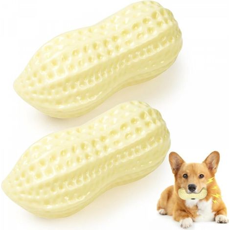 Jouets couineurs pour chiens, en forme de cacahuète, 2 pièces, jouets à mâcher pour nettoyer les dents, jouets à mâcher pour chiots (1/5)
