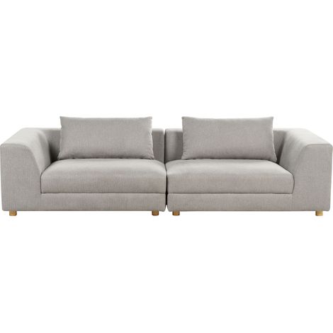 Sofá tapizado 3 plazas cómodo acogedor acolchado reposabrazos sala de estar moderno gris claro Lermon
