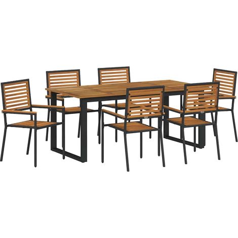 Garten Essgruppe 7 pcs Schwarz Massivholz Akazie vidaXL