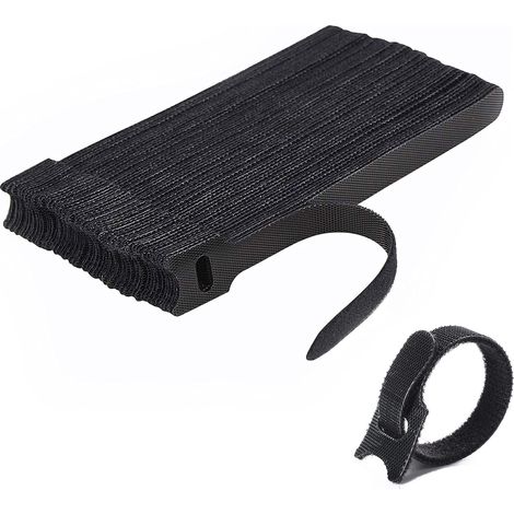 Attache Cable[50 Pcs], Sangles Sangles Câble, Réutilisables Serre Cable, Organisateur Rangement Cable, pour Attacher Les Câbles, Gaines, Fils PC, Fils Électriques etc(Noir) (1/5)