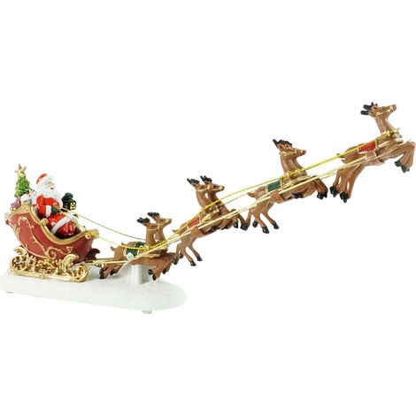 JSSEVN - Figurine décorative représentant Un Père Noël en traîneau avec Un Renne Volant, décoration Artistique Lumineuse pour Restaurant, intérieur ou Maison (1/5)
