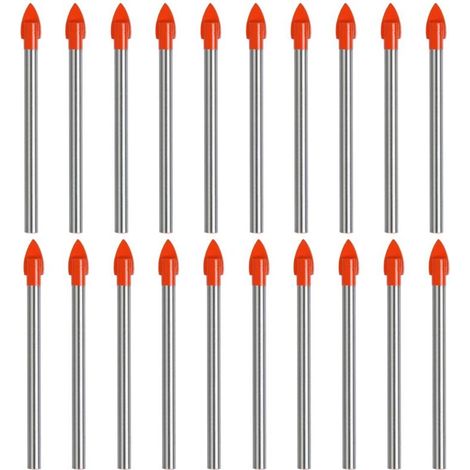 Foret Carrelage 6mm Foret à Percer Le Verre 20Pcs Foret Verre Revêtement en Titane, Meche Carrelage 6 mm Foret Carbure de Tun (1/4)